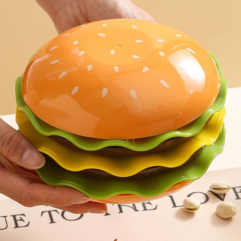 Stackable Hamburger Plate Set Burger 6 Layers Mini Dinner Plate High Value Bone Spit Plate Funny Sauce Containers Table Decor