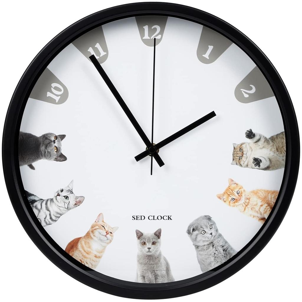 Matakoko315 Wall Stylish and Cute Wall Interior Sweep Continuous Second Easy To Living Stylish Analog Cat Popular Clock, Cat/Kitten Design, Clock,