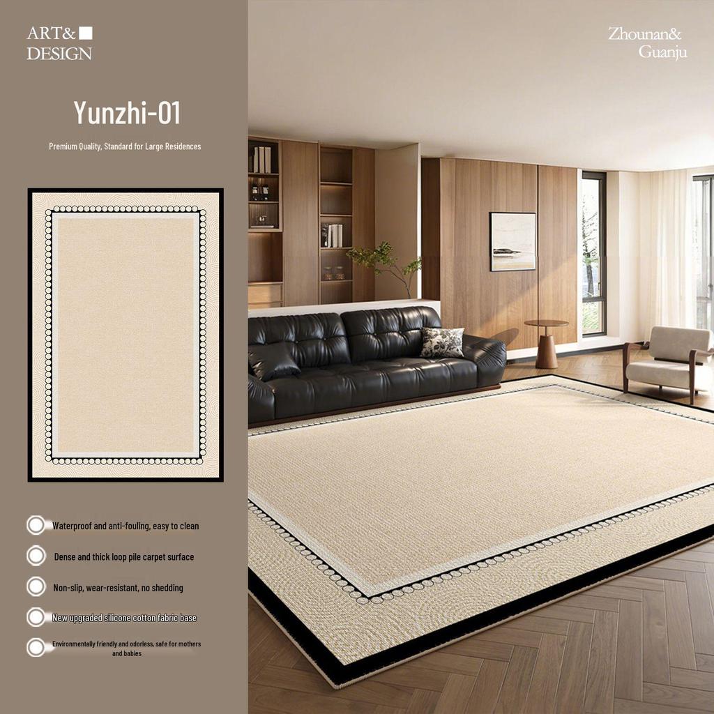 2026 French Vintage Style Luxury Light Living Room Rug - Wash-Free, Wipeable, Formaldehyde-Free, Short Pile Floor Mat