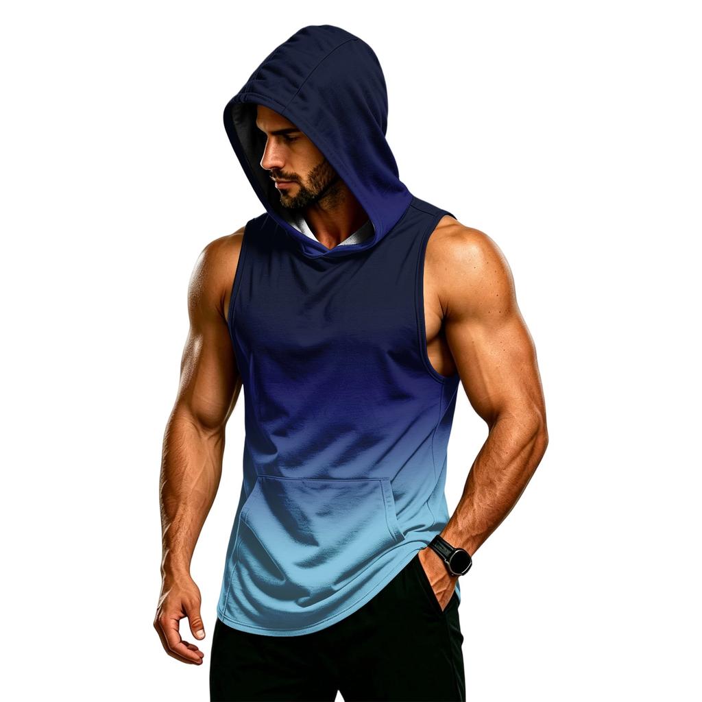 Men's Sleeveless Hoodie Muscle Fit Gym Tank Top Breathable Quick Dry Workout Vest for Fitness Training and Athletic Activities