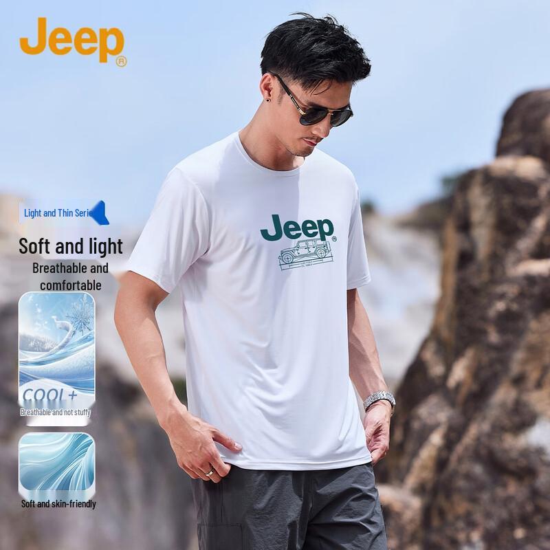 

JEEP Men s Casual Round Neck Short Sleeve T-Shirt L