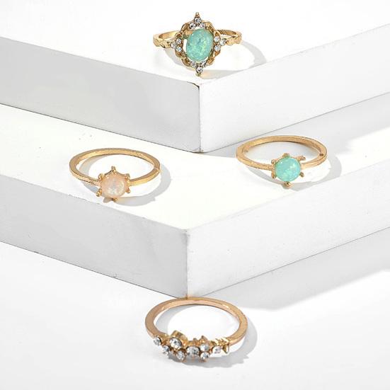 4Pcs/Set Faux Gem Geometric Knuckle Rings Candy Color Stackable Finger Rings Jewelry Accessory