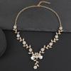 GemChic Women's New Exquisite Alloy Branch Flower Crystal Rhinestone Drops Collarbone Necklace Earrings Two Piece Set Birthday Christmas Jewelry Gift