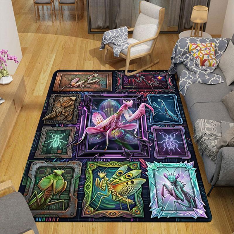 Mantis Evolution Pattern Rug Floor Mat for Living Room or Bedroom Soft and Comfortable Carpet a Gift for Birthday and Holiday.
