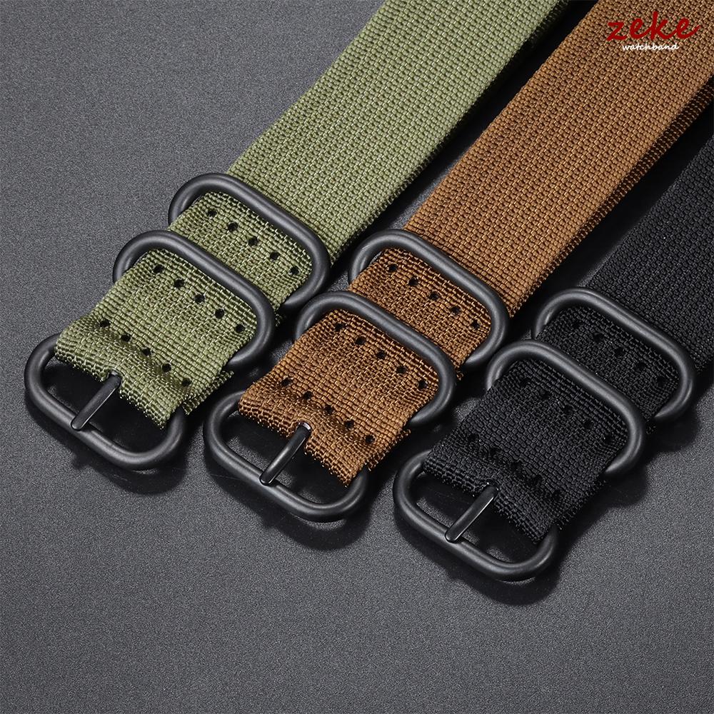 Multicolor Watch Band Nylon Black Ring Buckle Strap 18/20mm 22mm 24mm Striped Waterproof Replace Watch Accessories for Man Women