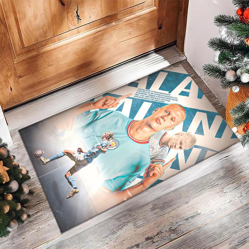 Erling Haaland Printed Flannel Area Rug Non Slip Soft Polyester Floor Carpet Indoor Decor Mat for Bedroom Living Room Sofa