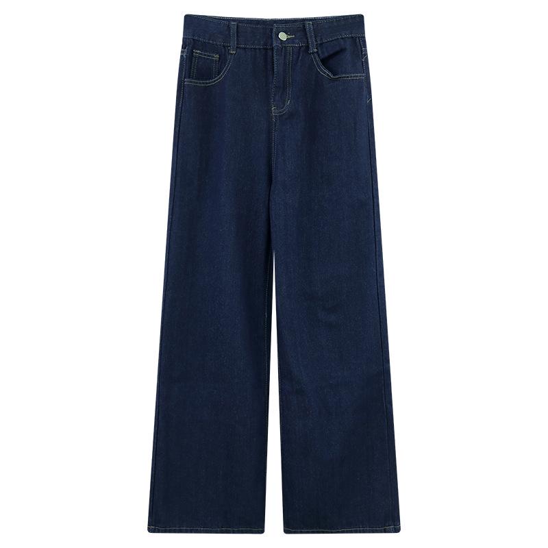 

Женские джинсы с высокой посадкой и широкими штанинами - Осень/Зима 2025, Вареные, Прямые штанины, Длина в пол, Облегающие бедра Large