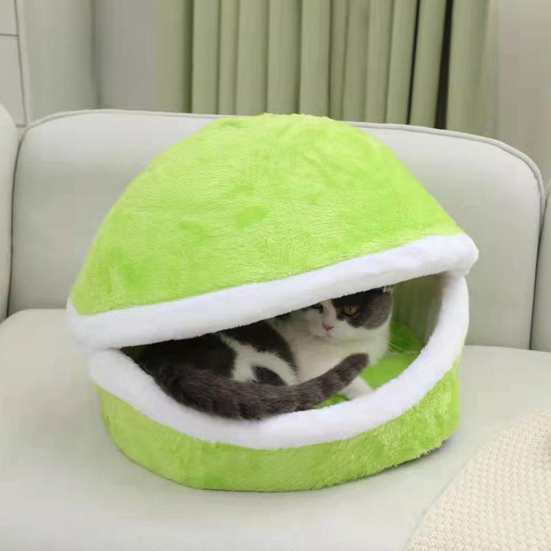 Autumn and Winter Cat Kennel  Removable and Washable Cat Sleeping Bag  Pet Cat Mattress  Hamburger Cat House Four-season Universal Pet House