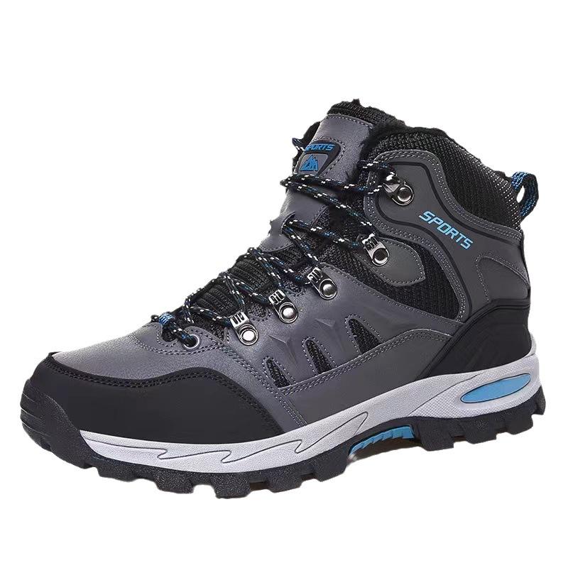 Autumn and Winter Couple Outdoor Hiking Shoes Medium Help Hiking Shoes Velvet Warm Leisure Sports Large Size Men and Women