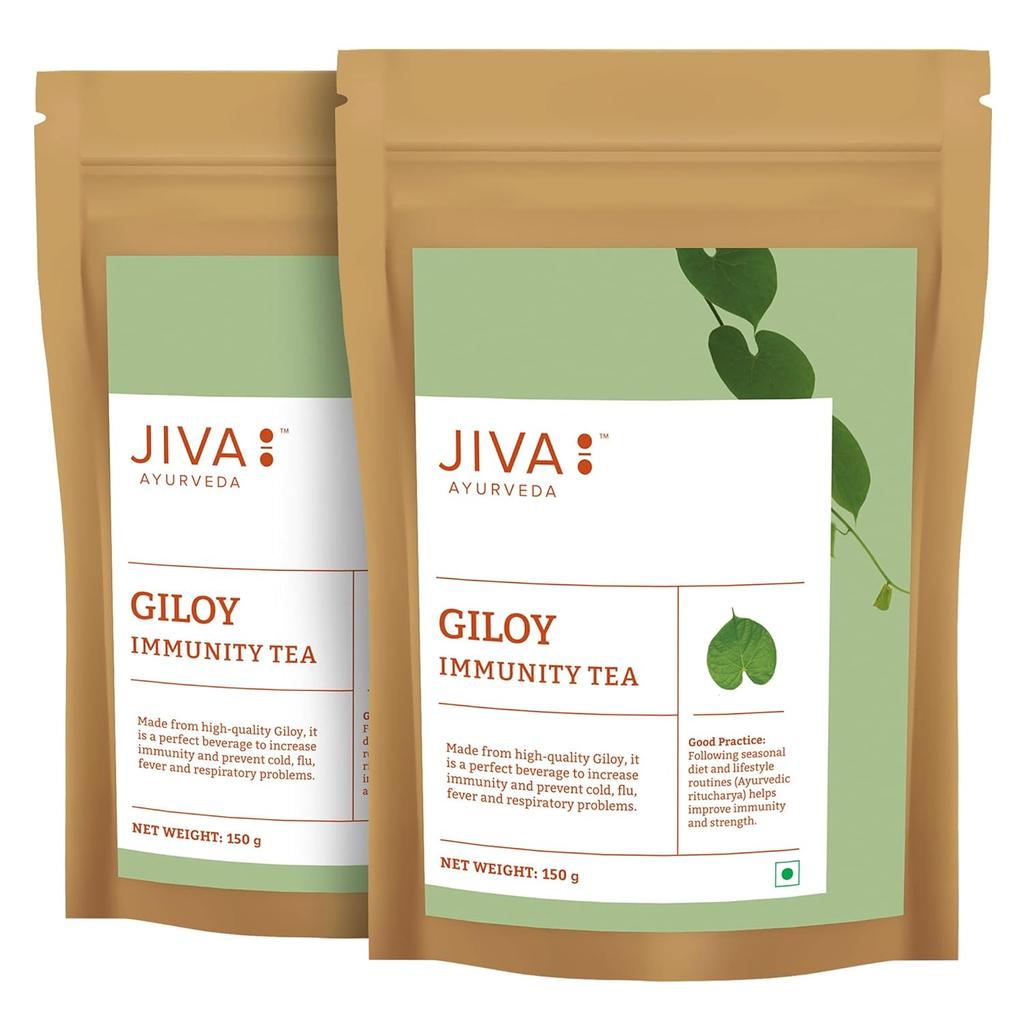 Jiva Giloy Tea 150g Pack of 2 | 100% Ayurvedic Herbal Tea | Caffeine Free | Immunity Boost | Digestive & Respiratory Support | Natural Wellness Drink