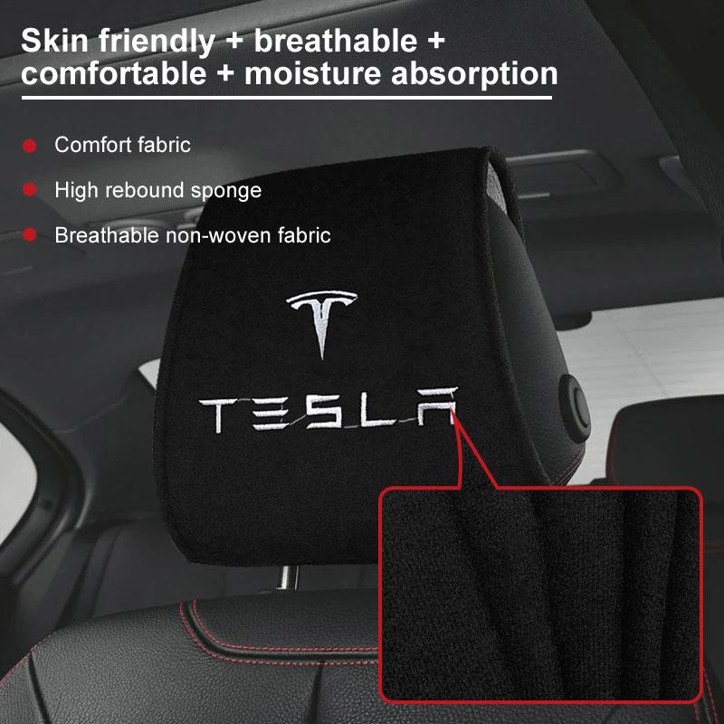 Car Headrest Cover Auto Seat Headrest Cushion Neck Pillow Case Accessories For Tesla Model 3 Model S Model X Model Y Roadster Bonina Coil