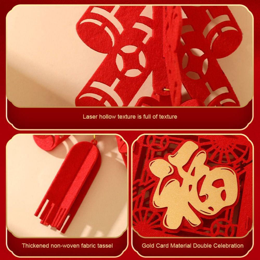 Non-woven Fabric Chinese New Year Decoration Good Luck Happiness Red Spring Festival Decoration Chinese Elements