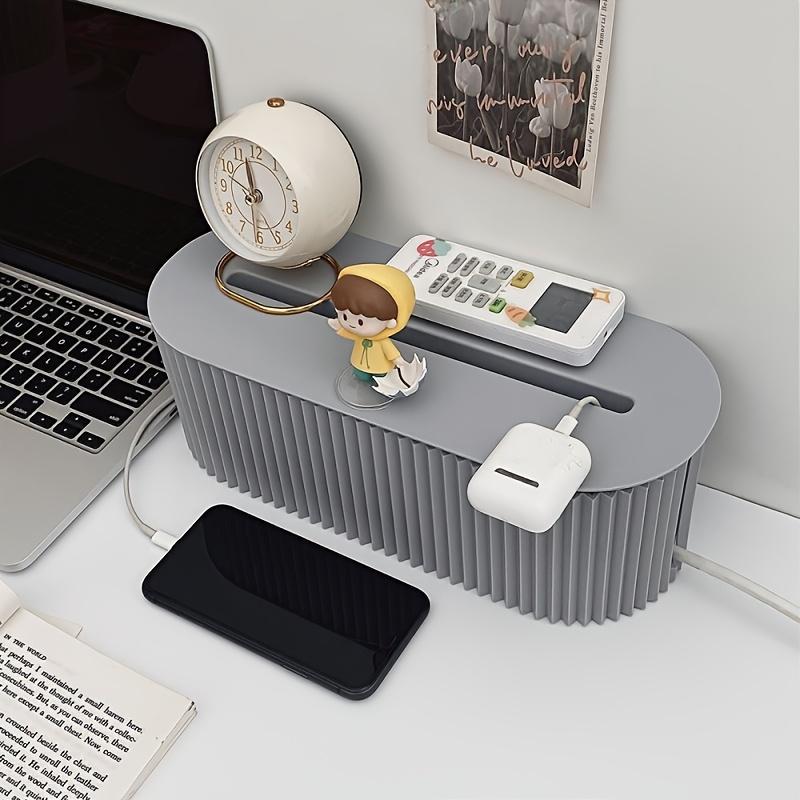 Multi-Function Power Outlet Storage and Organizer Box - Hide Phone, Tablet, and Charger Cable Management, Suitable for Desk and Dorm Bed