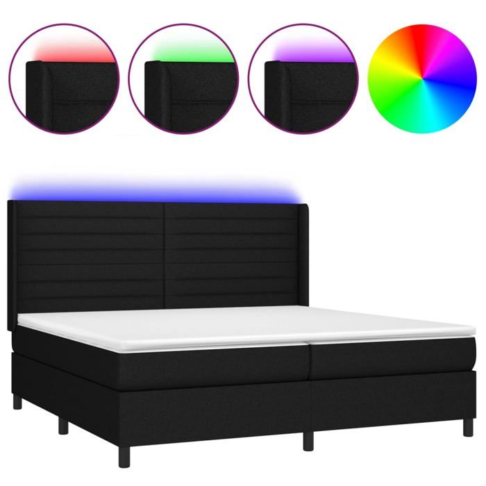 VidaXL Slat Bed Base with Mattress and LED, Upholstered Bed with Headboard, Double Bed, Adult Bedroom Bed, 3138423