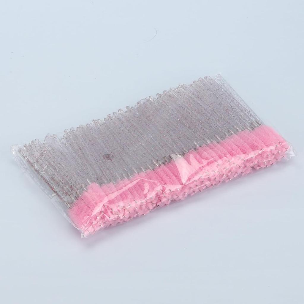 Tbestmax 300Pcs Disposable Eyelash Brush, Mascara Wands Makeup Brushes Applicators Kits for Eyelash Extensions and Eyebrow - Colorful Handle, Pink