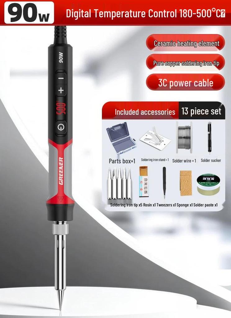 Green Forest Adjustable Temperature Electric Soldering Iron Tool - High Power, Internal Heating, Constant Temperature, Household & Student Use.