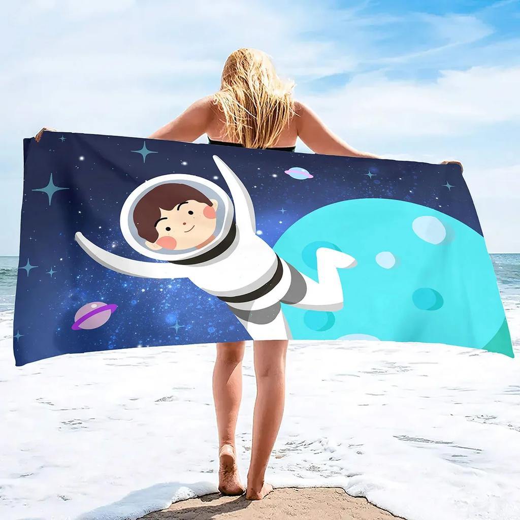 Galaxy Astronaut Beach Towel,Beach Blanket Large Microfiber Shower Bath Towels Yoga Towel,Soft Water Absorbent Beach Throw