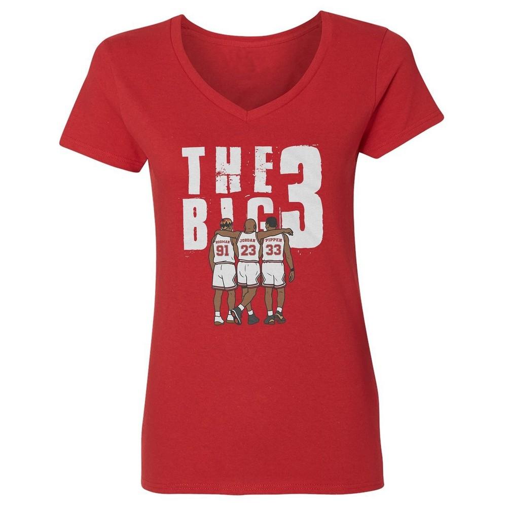 Rodman, Michael and Scottie Big 3 Chicago Basketball Ladies  V-Neck Tshirt Unisex T-Shirt XL