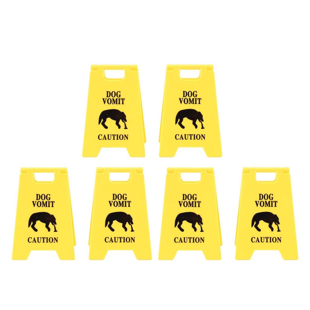 6PCS Dog Vomit Caution Sign Printed Funny Pet Vomit Warning Sign for Yard Home Office Remind Decoration