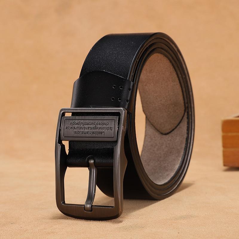 Men Alloy Letter Pin Buckle Genuine Leather Belt High Quality Cowskin Belts Strap