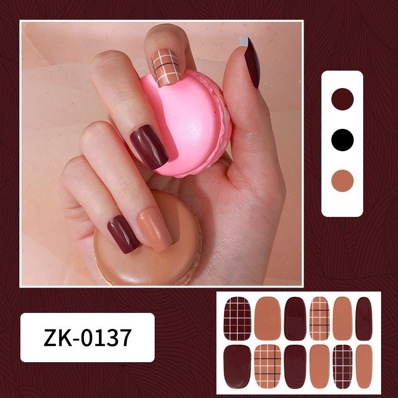 12-finger White No-Bake Nail Decal Fully Coated with Waterproof Long-lasting Nail Patch Simple Wind Nail Polish Adhesive