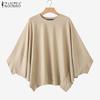 ZANZEA Women Casual Round Neck Batwing Sleeve Loose Blouse
