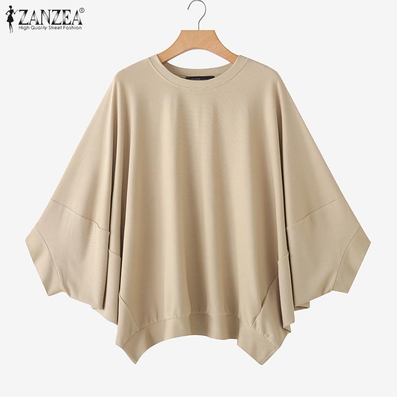 ZANZEA Women Casual Round Neck Batwing Sleeve Loose Blouse