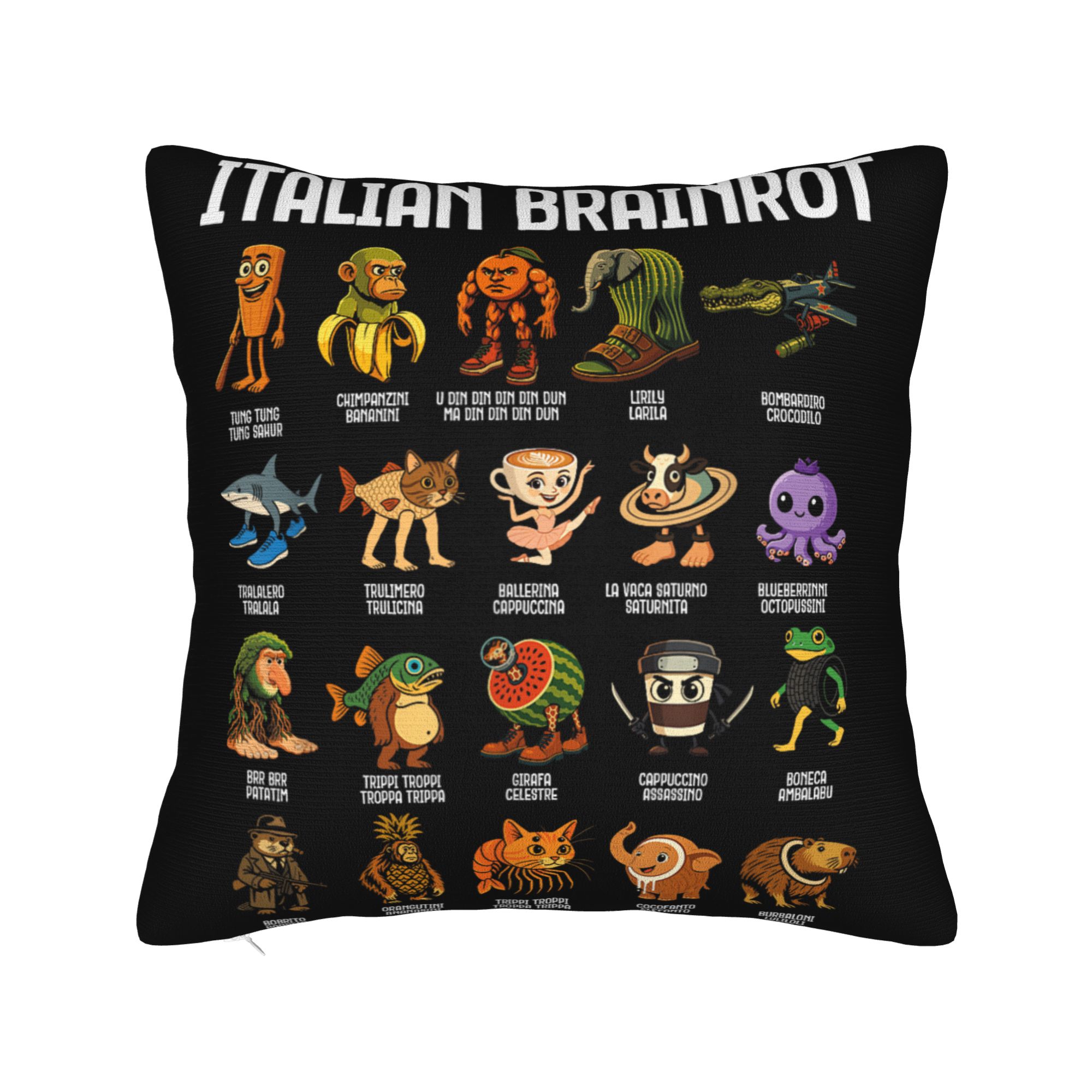 

Типи Італійських Brainrot Meme Персонажів Наволочка Надрукована Подушка Декоративна Наволочка для Подушки Ліжко Квадратна 45X45см 30x30cm 12x12in