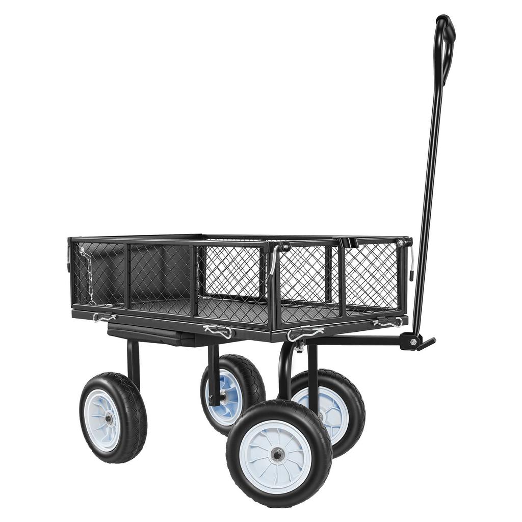 VEVOR Garden Cart with Seat, 226.8 Kg, Rolling Steel Garden Work Seat with Wheels, Heavy Duty Gardening Stool, with Tool Tray & Adjustable Handle
