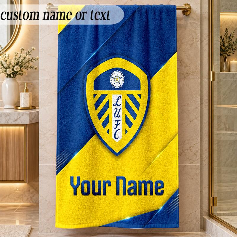 Beach TowelLeeds United Custom Name Text Personalized Soft Towel for Beach Pool Indoor Home Decor Gift