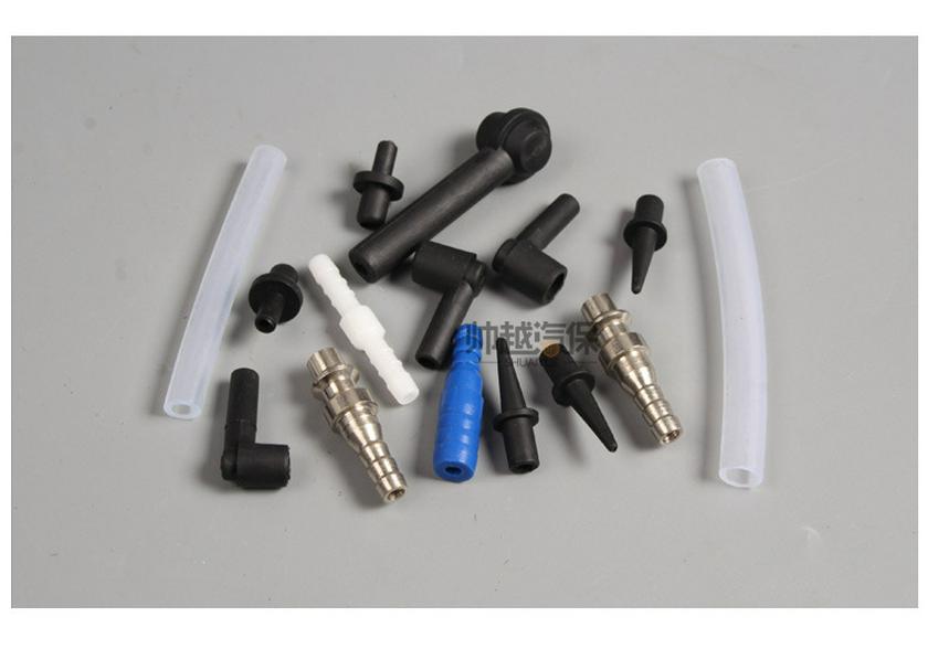 Pneumatic Brake Fluid Changer: Black & Blue Hose Connector with Rubber Head for Auto Maintenance