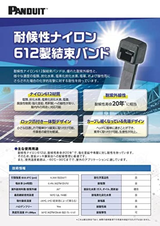 Panduit Nylon 612 Cable Ties, 20-Year Outdoor Weather Resistance, Salt-Resistant, 7.6mm Wide X 627mm Long, 100 Ties Per Pack (PLT7LH-C6120)