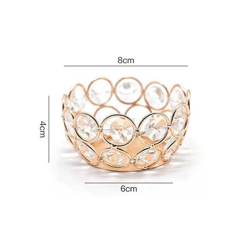 Gold Crystal Tealight Holder - Decorative Beaded Candle Holder for Wedding & Home