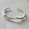 100% Solid 925 Sterling Silver Retro Bracelet for Women Geometric Wave Line Handmade Sparkling Simple Bracelet Birthday Gift