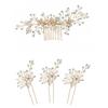 Women Gold Rhinestone Pearl Hair Comb Hair Clip Bridal Wedding Hair Accessories