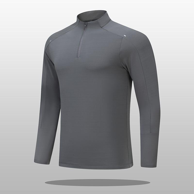 Men's Quick-Dry Half-Zip Stretch T-Shirt: Spring Long-Sleeve for Casual Sports, Mountaineering, Running, and Fitness