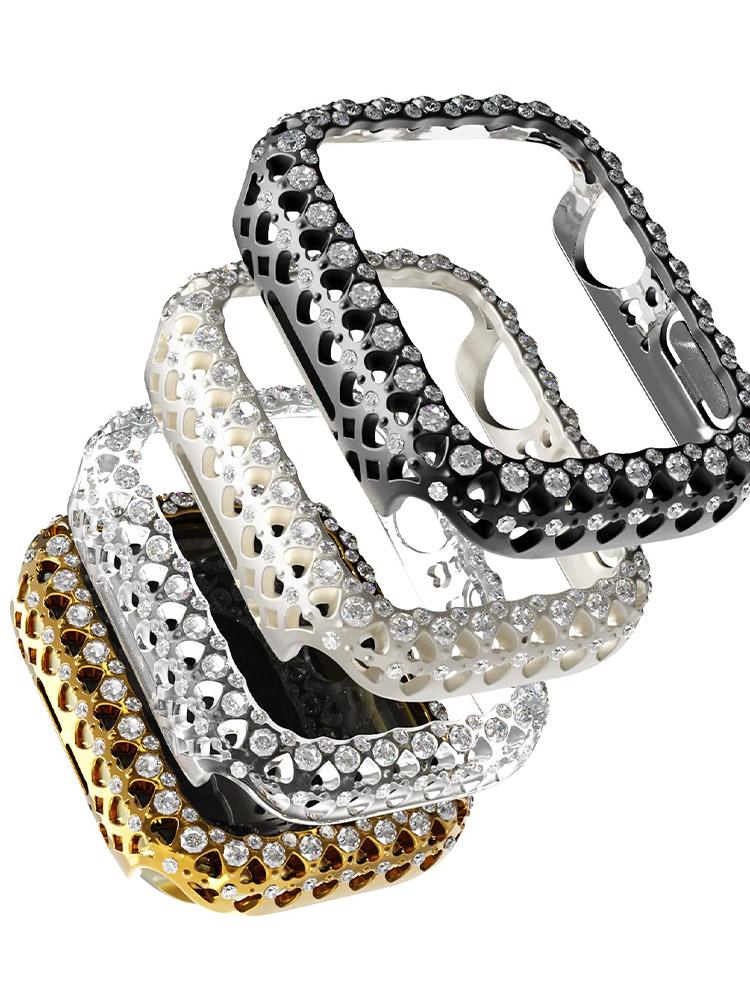 Bling Crystal Bumper Cover for Apple Watch Case 41mm 45mm Diamond PC Protective Hard PC Frame for IWatch Series 8 7 41mm 45 Mm