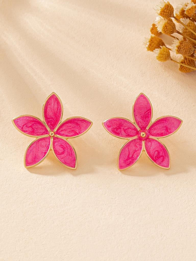 Flower Enamel Glaze Stud Earrings Female Japanese And Korean Simple Fashion Petal Temperament Earrings