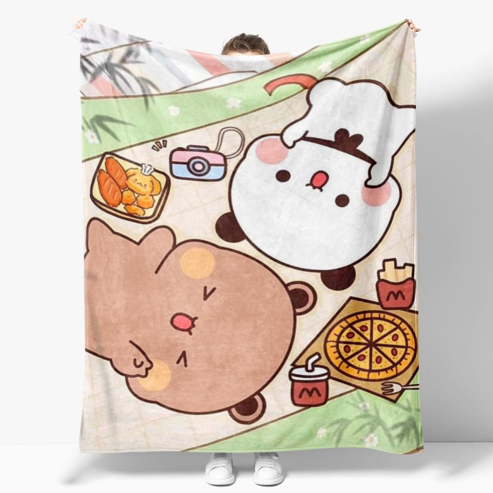 Cartoon Print Bubu Dudu Flannel Throw Blanket Series Kids Blankets Sofa Decoration Bear and Pa blankets Cozy Soft