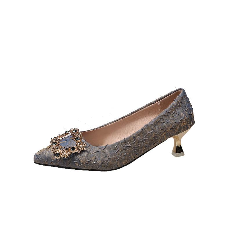 22. Beautiful Temperament, High Heels, Thick Heel Shoes, Soft Leather, Soft-soled Cheongsam, Formal Professional Shoes