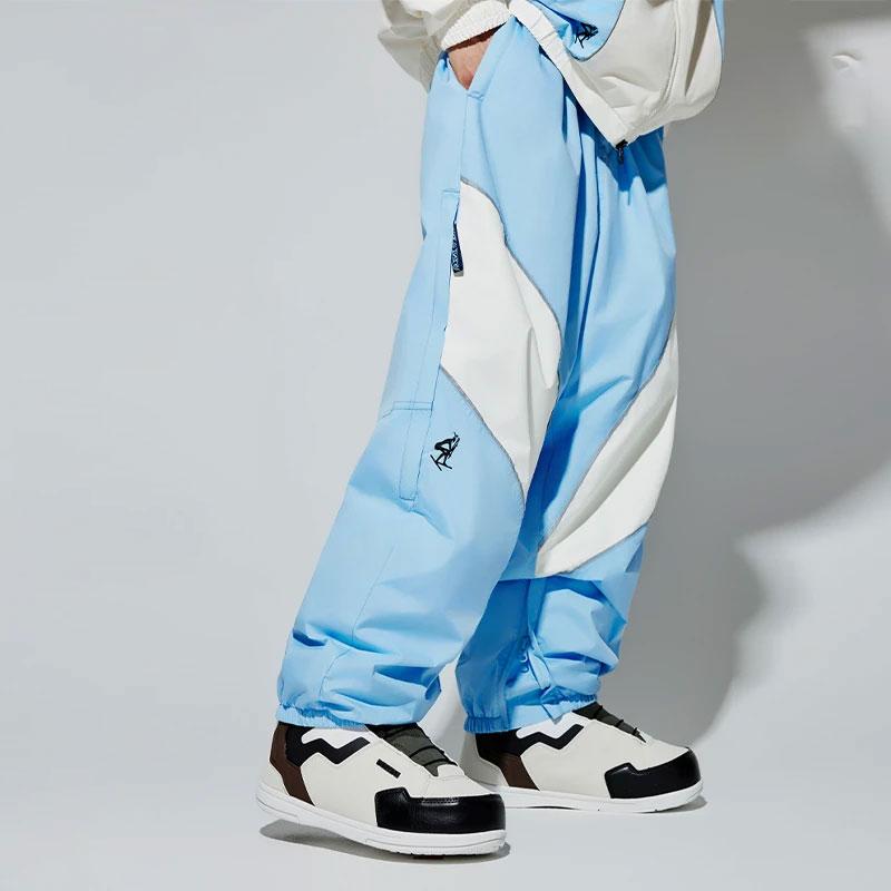 Li Ning Color Block Reflective Knit Sports Pants Unisex Bottoms New-Aurora-Blue Off-White AYKT591-3