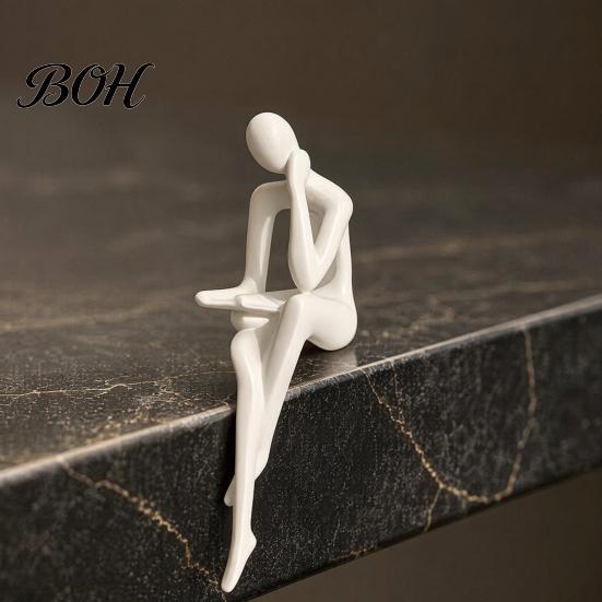 Artistic Home Accessory Abstract Art Thinker Statue, 3D Printed Reading Figurine, Modern Bookshelf Contemporary Statue Sculpture for Living