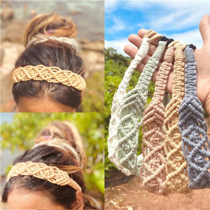 

Ручное плетеное хлопчатобумажное веревочное оголовье Спортивное оголовье Boho Style Повседневные аксессуары для волос