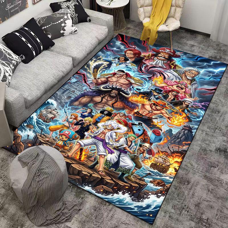 Anime Pirate Characters Carpet with Colorful Battle Scene Design Suitable for Use As an Anti-slip for Living Room Bedroom Sofas