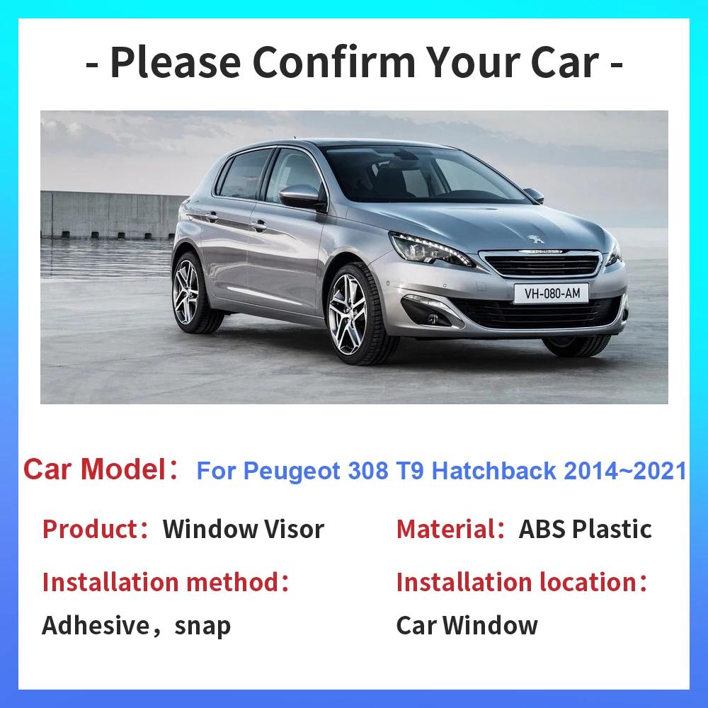 Window Visor for Peugeot 308 T9 MK2 Hatchback 2014~2024 Car Side Vent Smoke Deflector Covers Sun Rain Guards Exterior Accessorie