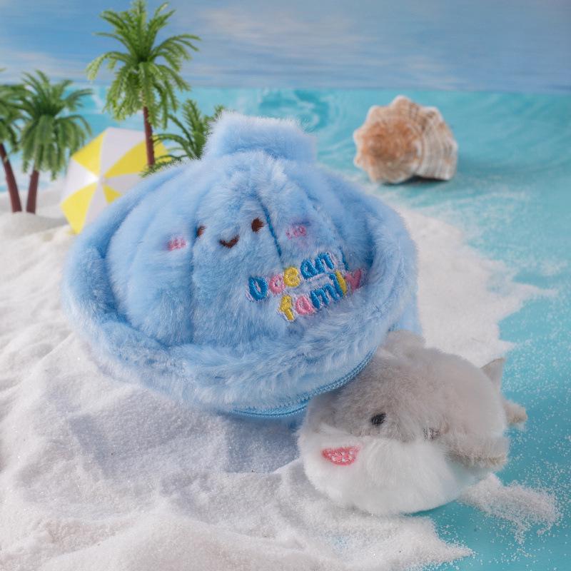 Mini Turtle & Nesting Crab Plush Keychain - Marine Life Parent-Child Doll Set