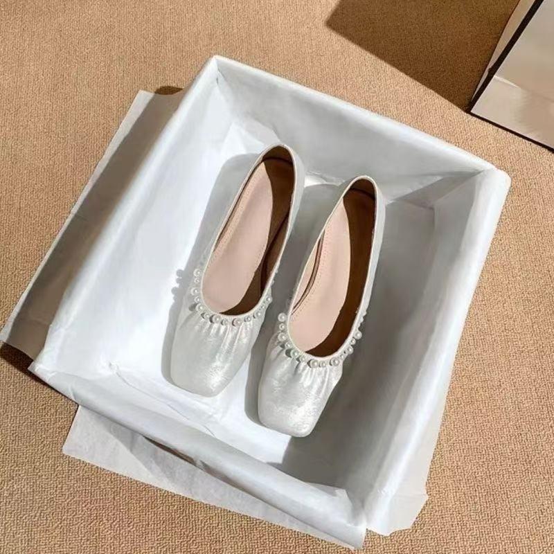 Small leather shoes spring new square head thick heel low heel lazy shoes national style new Chinese shallow mouth single shoes