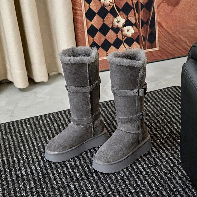 

Два Носить Женская Обувь Xiaohongshu Зимние Сапоги Женские 2025 Новые Осенне-Зимние На Толстой Подошве Супер Огонь Длинные Сапоги Теплый Зимний Хлопок 37