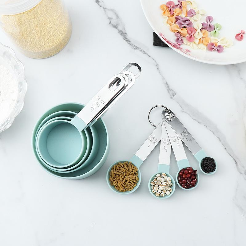 Juego de 4 tazas medidoras, cucharas medidoras, harina líquida para repostería, accesorios de cocina, herramientas para medir té y café.