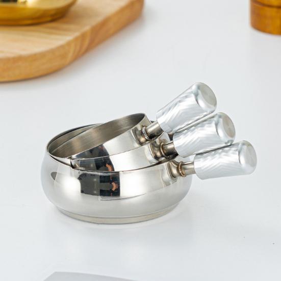 Sauskom 304 Roestvrij Staal Espresso Maatbeker met Ergonomisch Houten Handvat V-vormige Tuit Koffie Melkthee Saus Houder